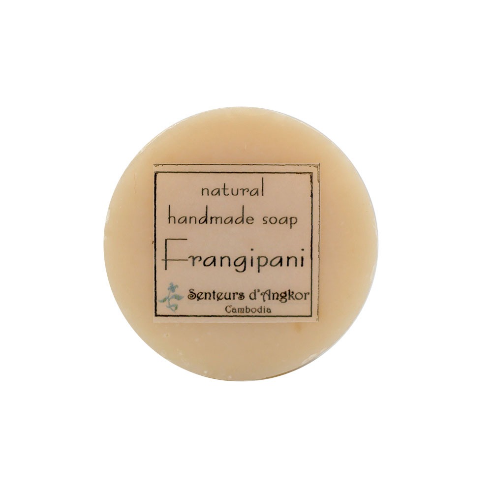 Natural round soap, frangipani