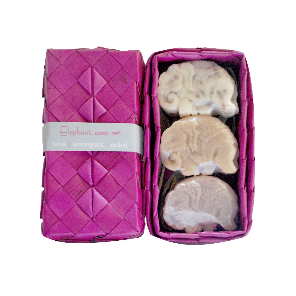 S80 x3 elephant soap in smok, lotus, lemongrass and orchid