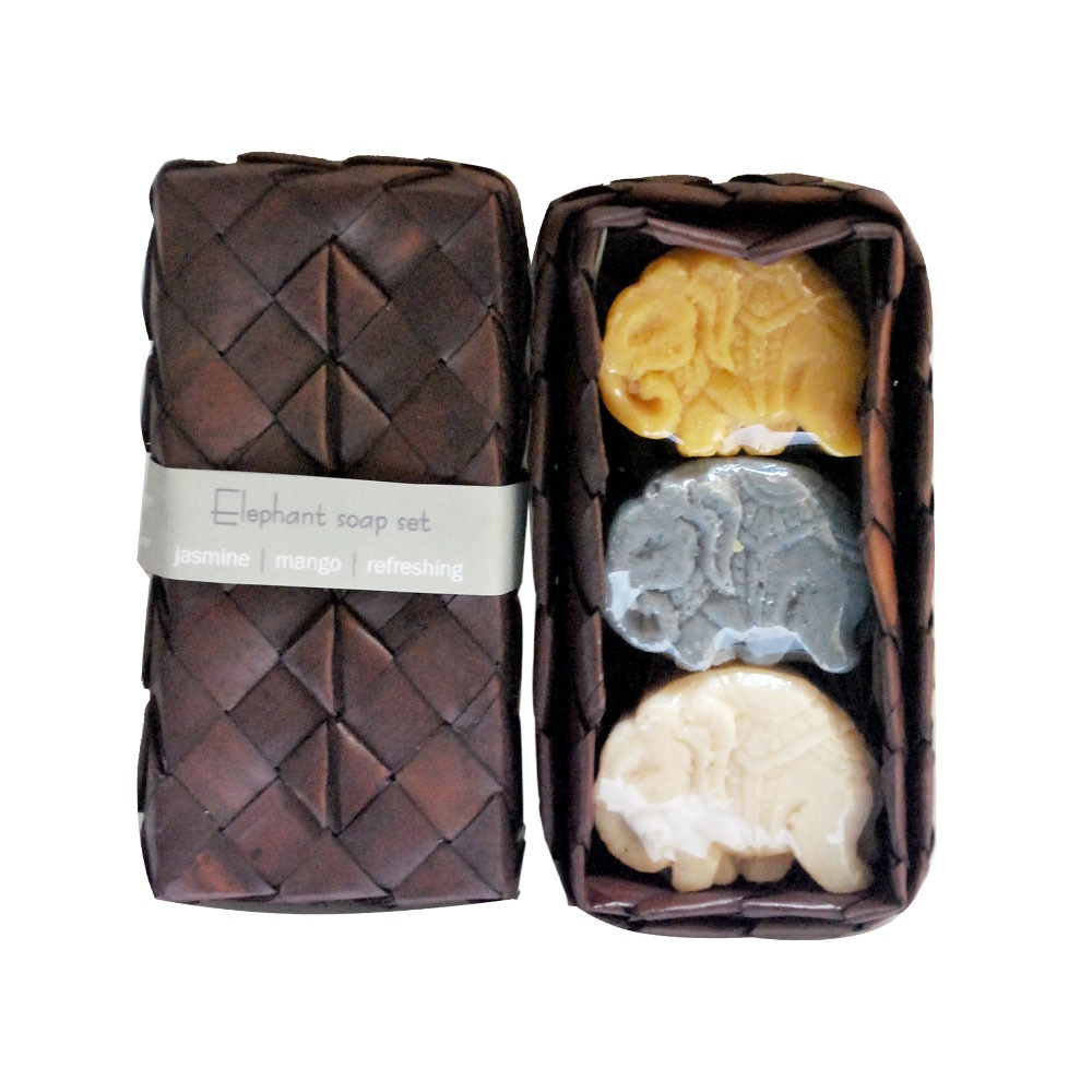 S80 x3 elephant soap in smok, jasmine, mango, and refreshing