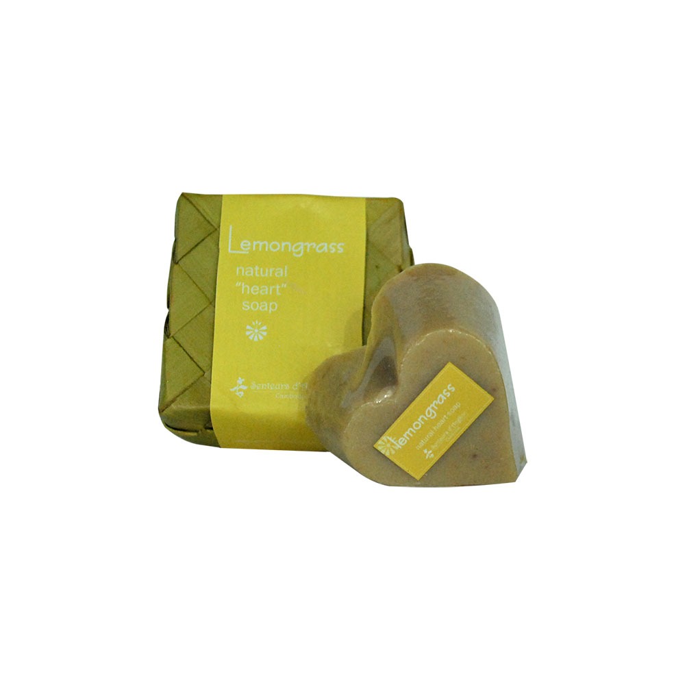 Heart soap in smok, lemongrass