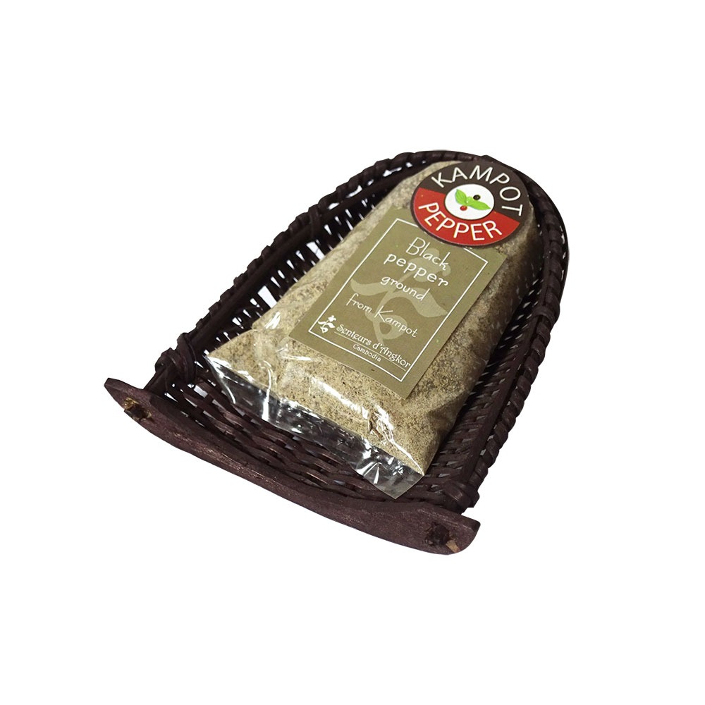 Ground kampot pepper in fish basket