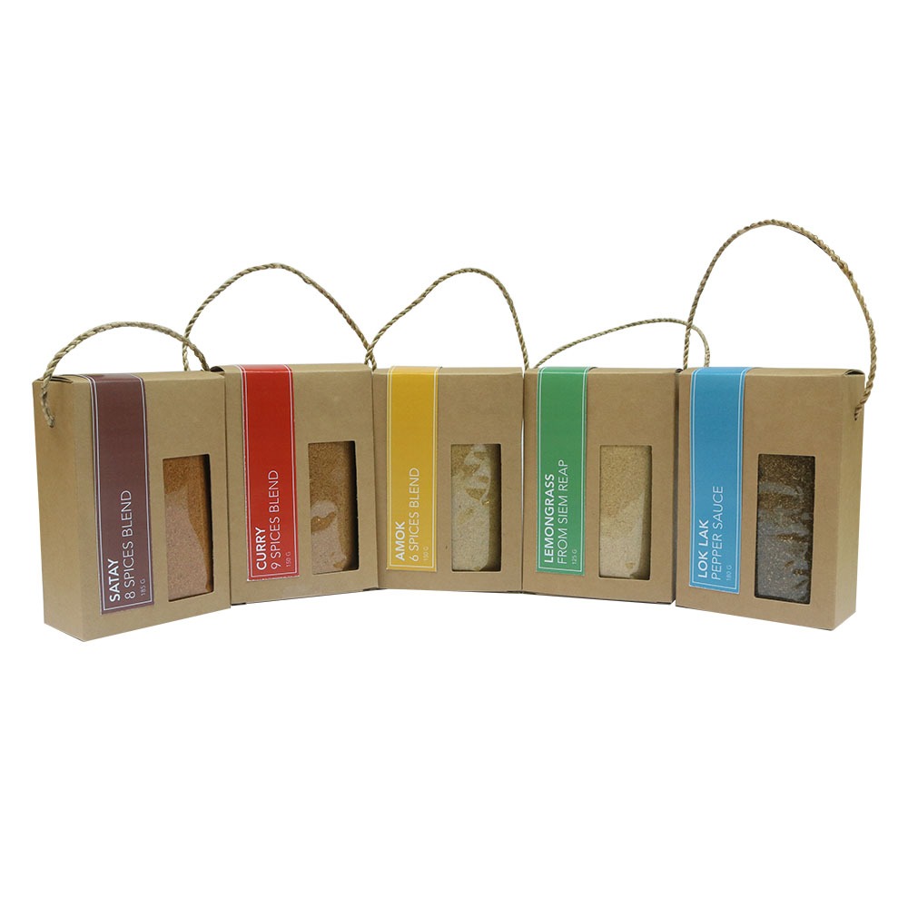 Spices in paper boxes