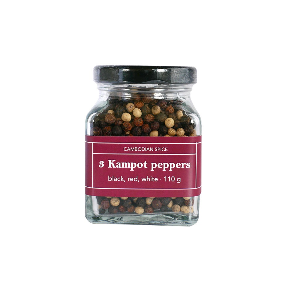 Whole mix peppers in big glass pot