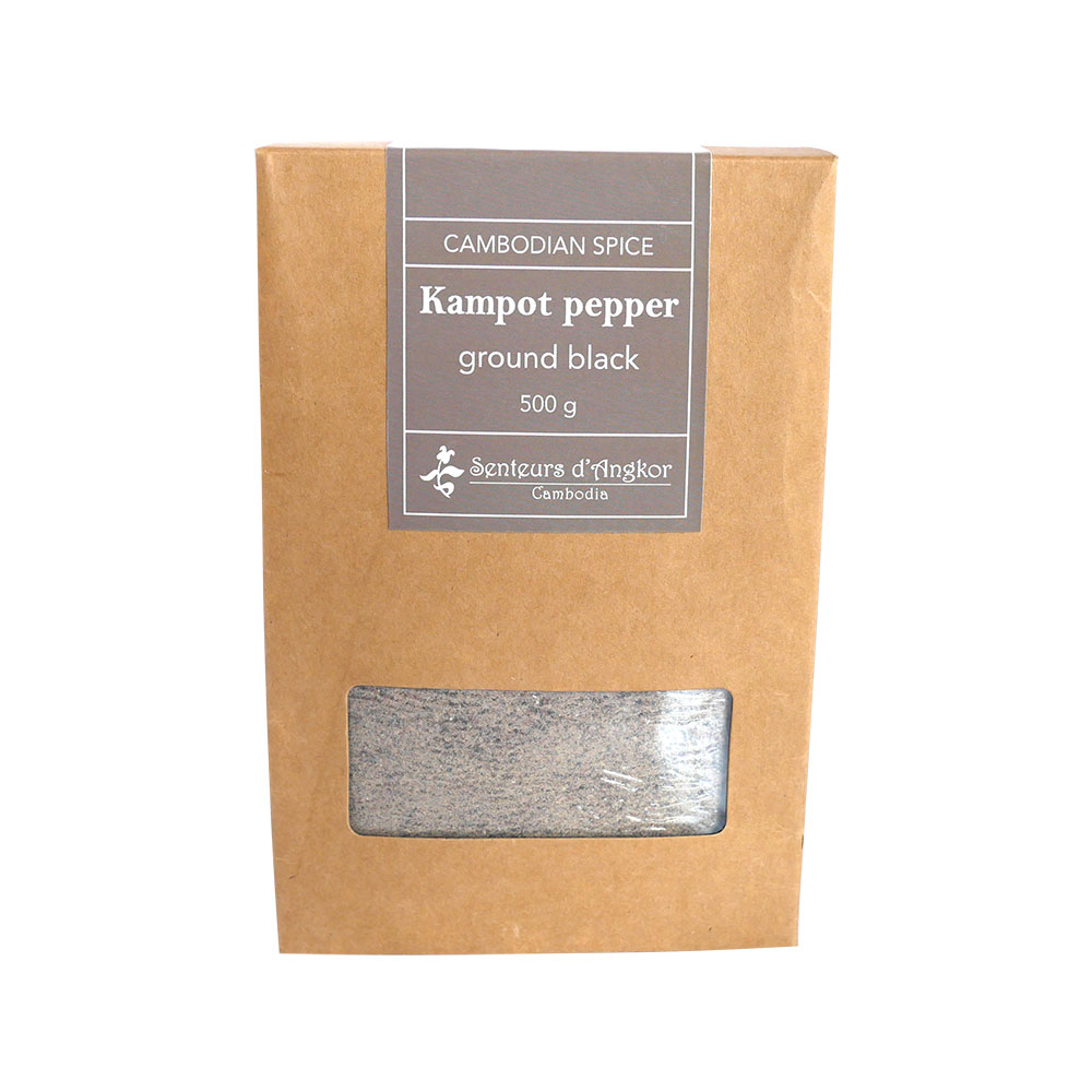 Ground black pepper in paper box