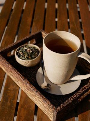 Hot tea in a ceramic cup