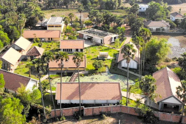 Aerial view of Senteurs d'Angkor workshop in Siem Reap